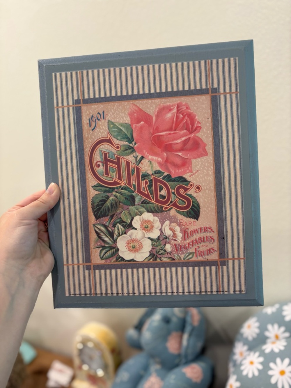 Framed Floral Print Wall Art with Pink Rose